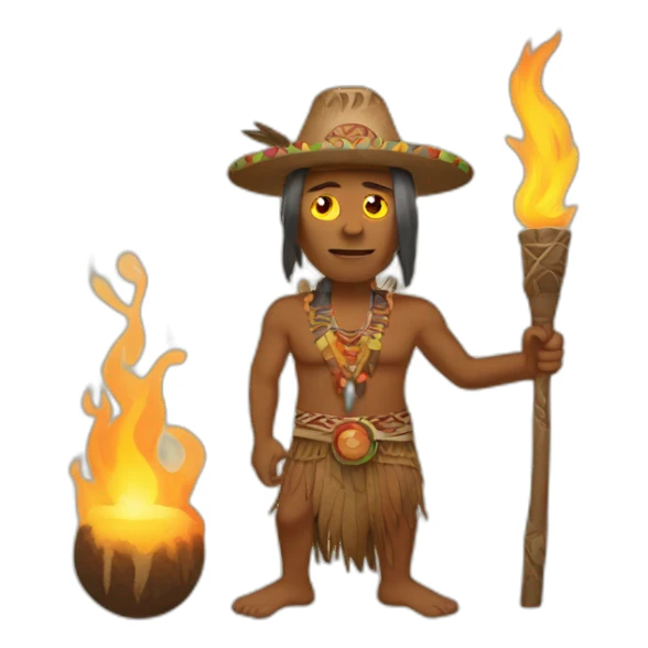 Aboriginal shaman with a torch in his hand sticker