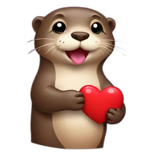 otter holding heart  sticker