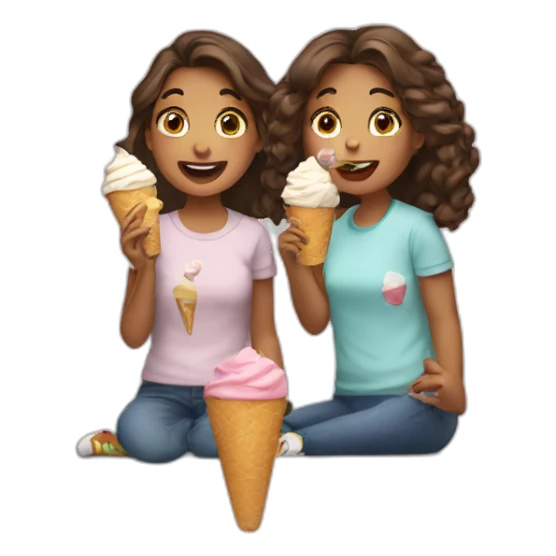 two girls eating icecream from one cup sticker