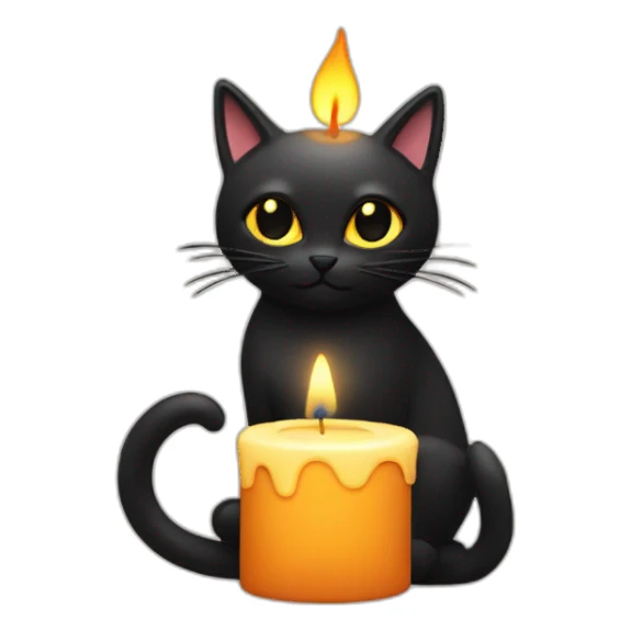 candle with a black cat sticker