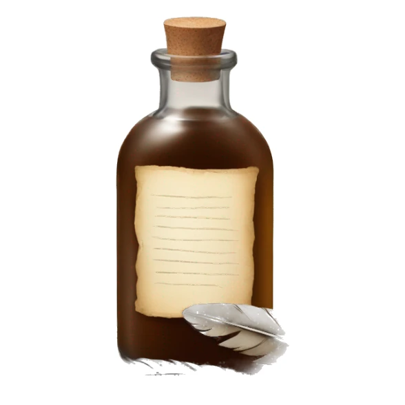 a feather quill and ink bottle sticker