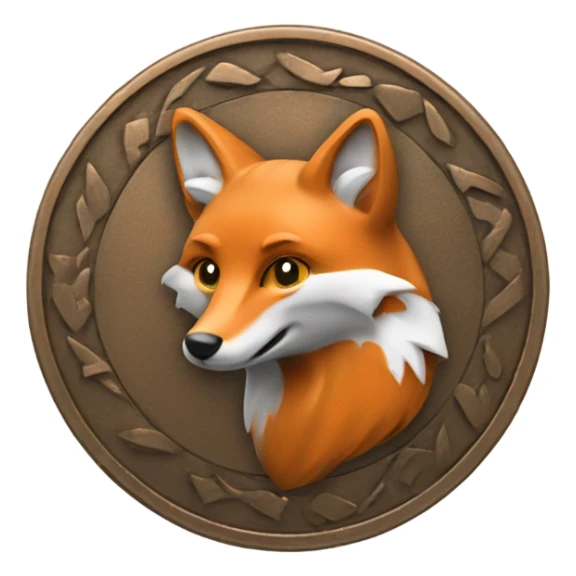 bronze coin with a fox sticker