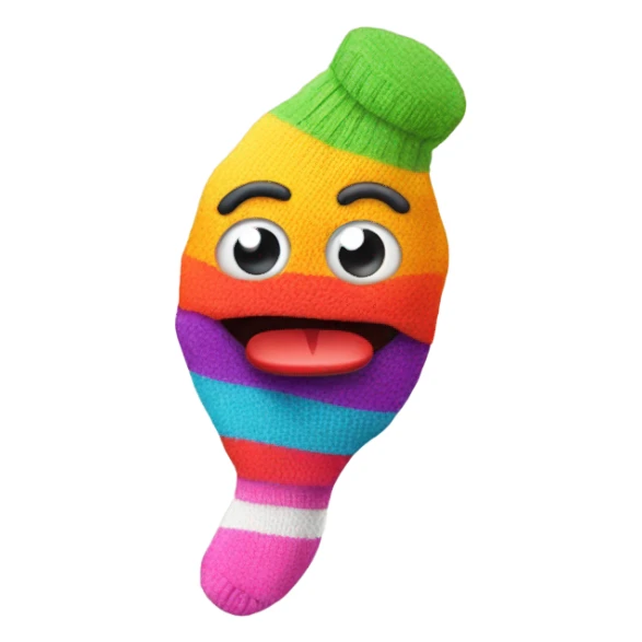 Cute colorful sock puppet sticker