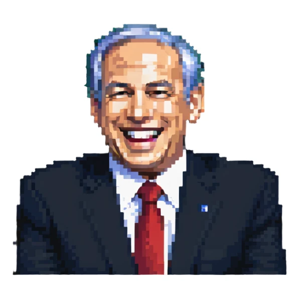 Benjamin Netanyahu shaking his head and laughing sticker