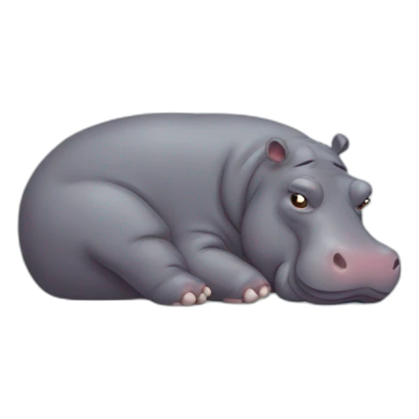 Tired hippo sticker