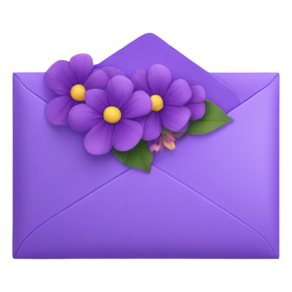 Violet envelope with Purple flowers  sticker