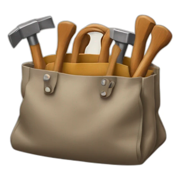 a bag with 5 hammers sticking out sticker