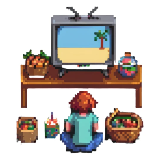person watching TV with snacks sticker