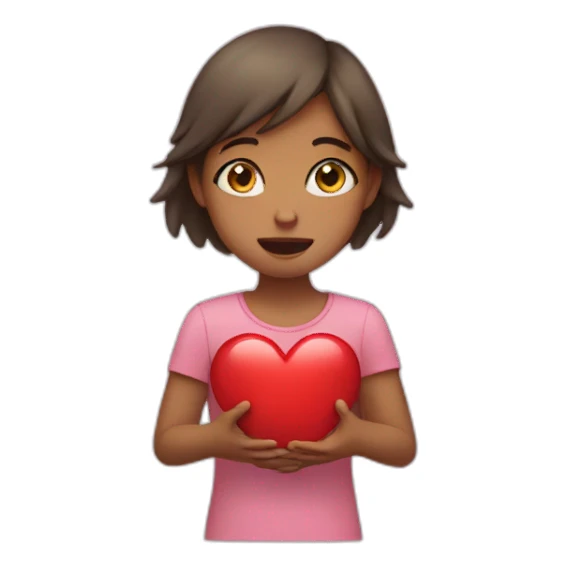 girl holding heart and crying sticker