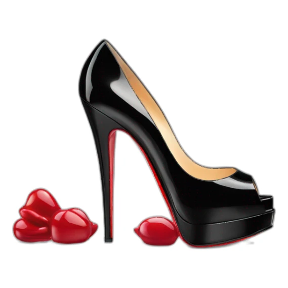 Louboutin Black patent Leather Lady Peep Toe Platform sticker