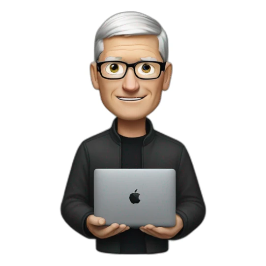 tim cook with black macbook pro sticker