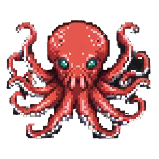 red octopus with eight tentacles sticker