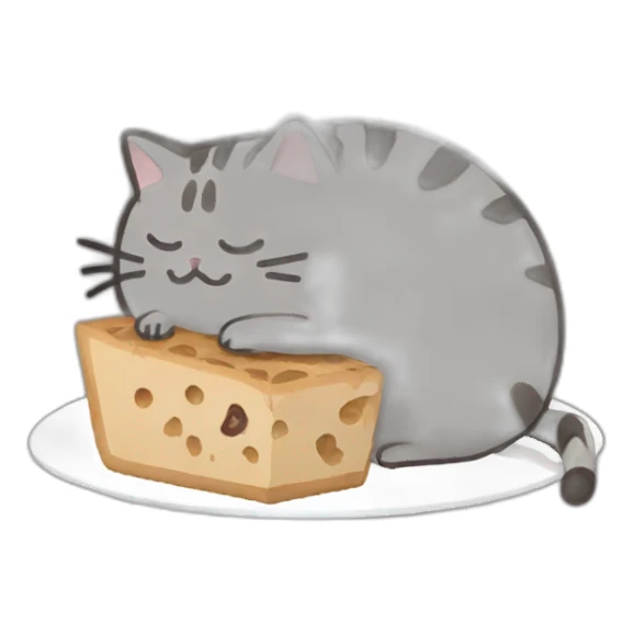 pusheen eating a mouse sticker