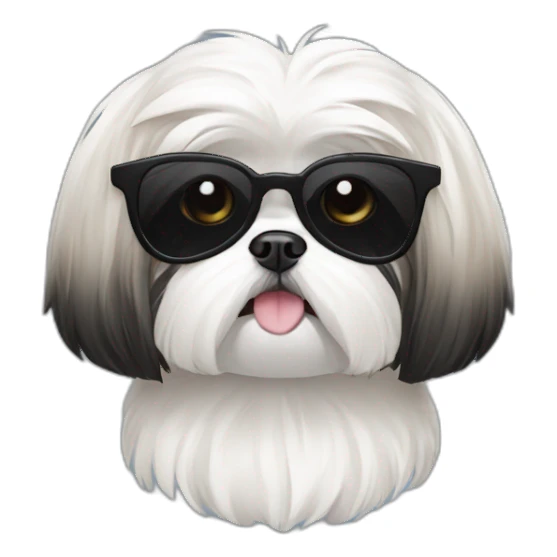 Shih Tzu blanco  con lentes negros de sol sticker