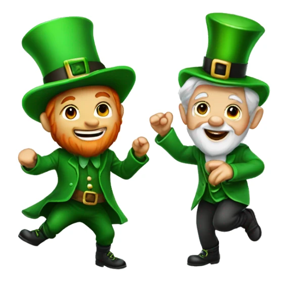 Leprechaun and Santa dance sticker