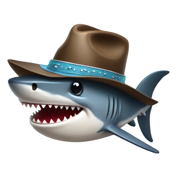 Shark with cowboy hat  sticker