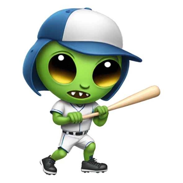 Alien playing baseball sticker