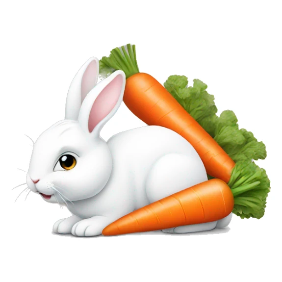 White bunny with carrot sticker