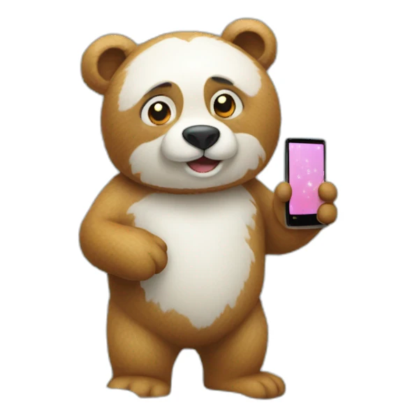 Osito en su nieve con celular sticker