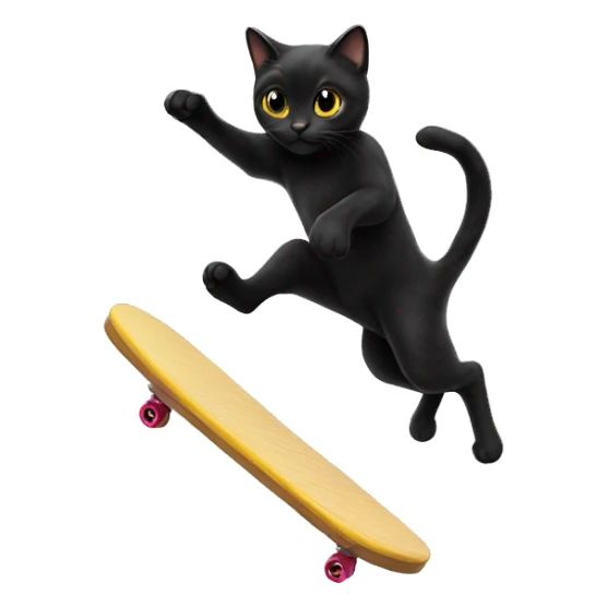 cute black cat doing a kick flip sticker