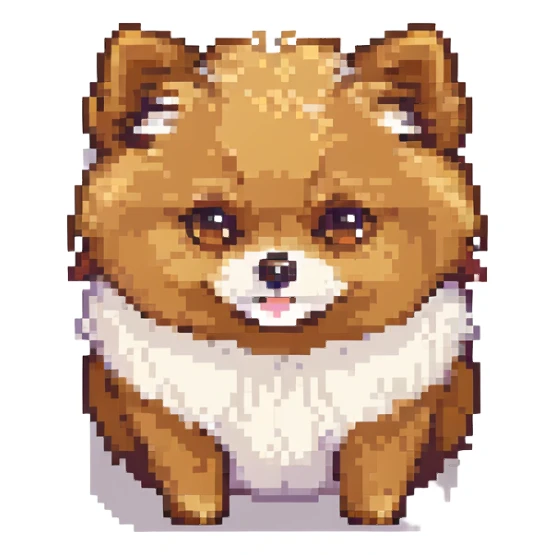 Pomeranian dog, pixel art style, small, chibi sticker