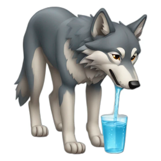wolf drinking water sticker