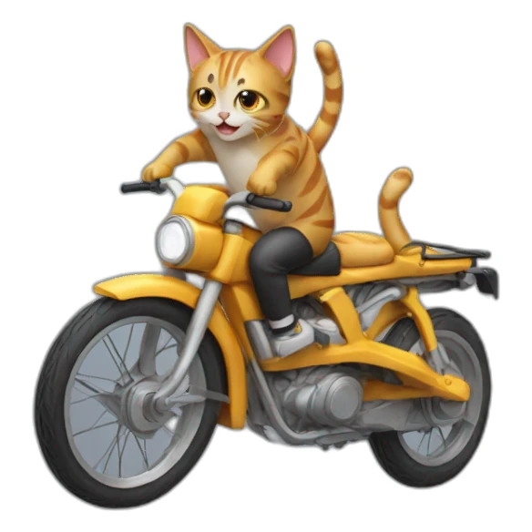 cat ride bike sticker