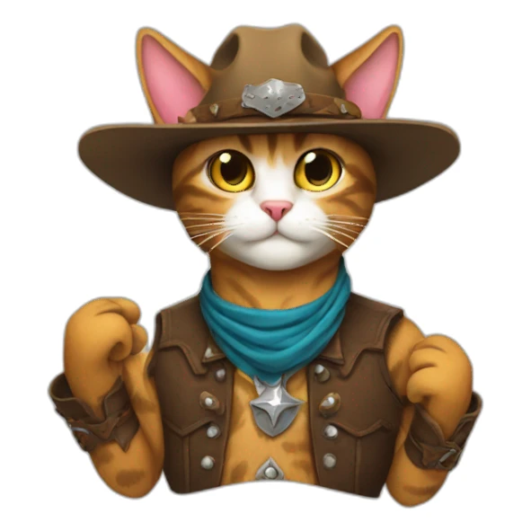 cowboy cat fingerguns sticker