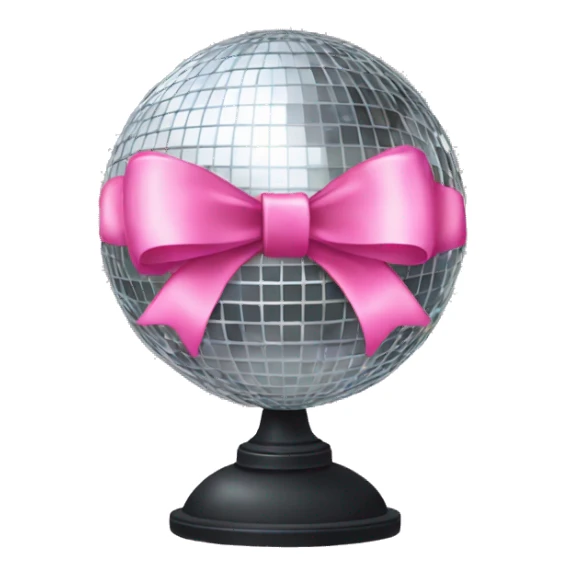 a disco ball with a pink bow  sticker