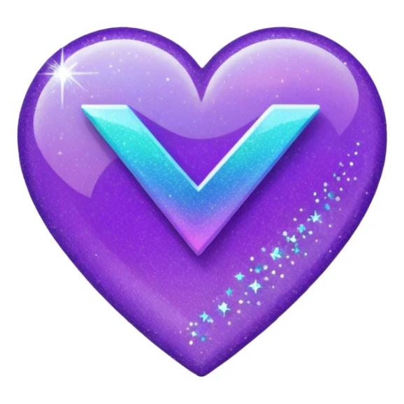 glitter purple and cian checkmark sticker