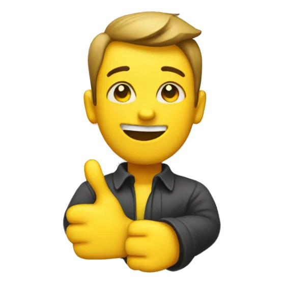 Straight face with thumbs up yellow  sticker