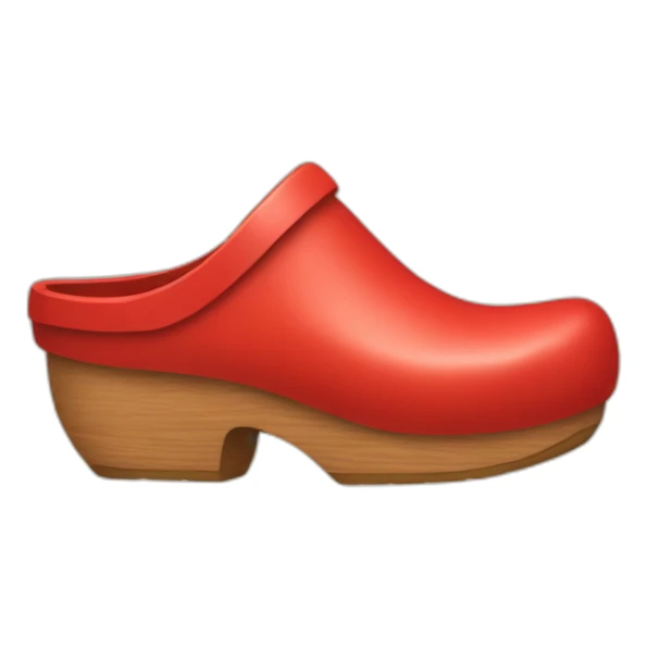 red Wooden clog with closed heel sticker