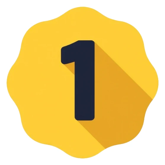 Number 1 on a yellow volumetric background sticker