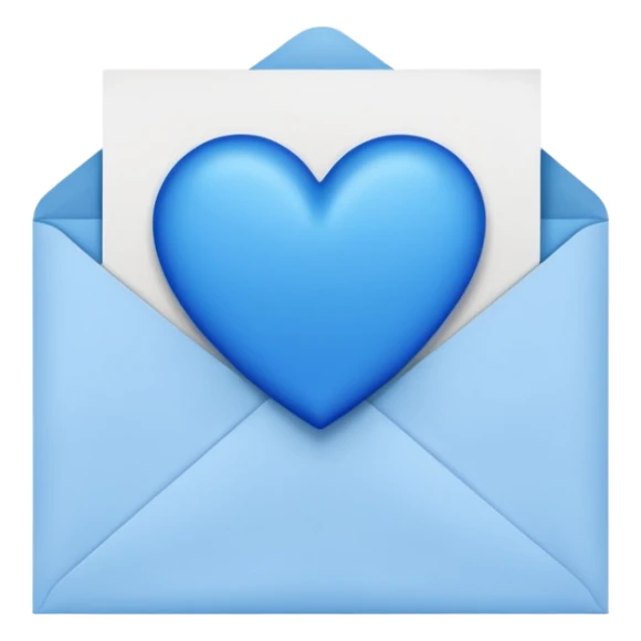 letter with a blue heart seal sticker