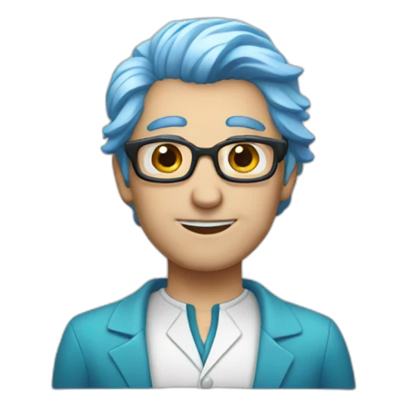 White Il Dottore with blue hair sticker