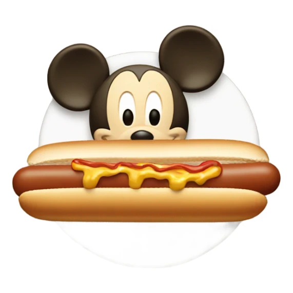 Mickey Mouse eating a hot dog sticker