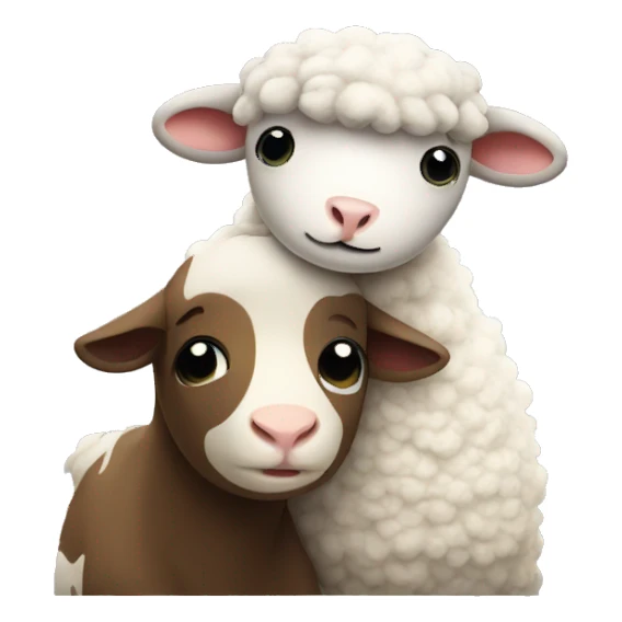 a sheep hugging a cow sticker