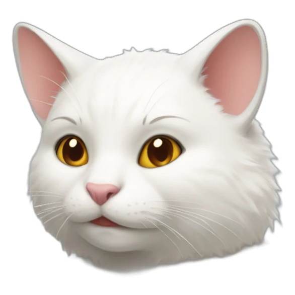 Furry white cat and classic wombat sticker