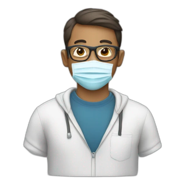 Programmer with facemask wearing glasses  sticker