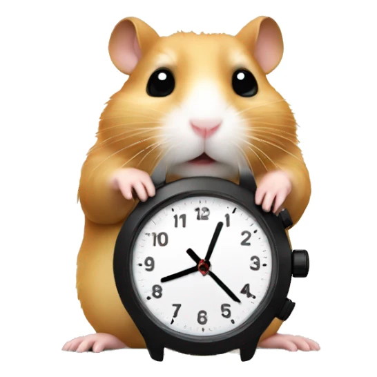 hamster shows what time it is on his watch sticker