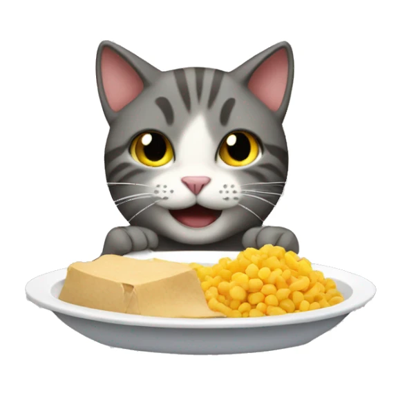 Cat eating food sticker