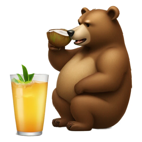 bear sipping juice out of a coconut sticker