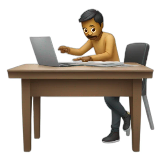 Programmer flipping a table sticker