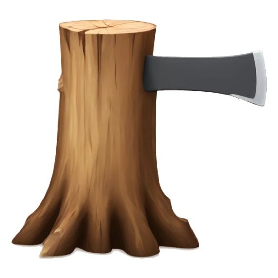 wood stump with axe cutting into it sticker