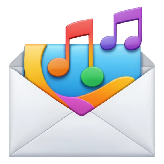 Mail with music note stamp sticker