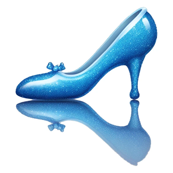 Blue glittery glass Cinderella slipper sticker