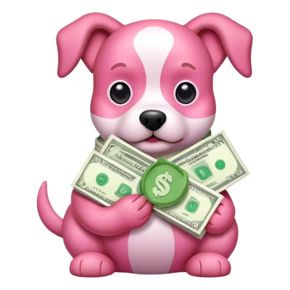 Pink dog with money  sticker