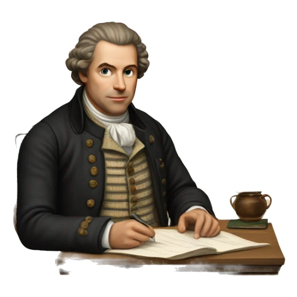 white man writer on table 18 century sticker