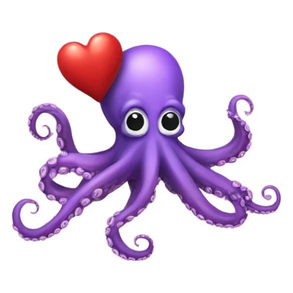 Octopus eating a heart sticker