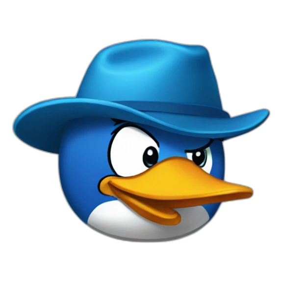 Blue-Club-penguin-character sticker